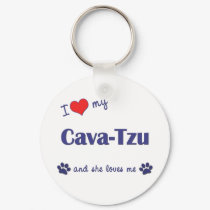 I Love My Cava-Tzu (Female Dog) keychains