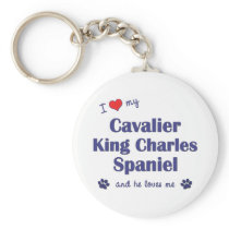 I Love My Cavalier King Charles Spaniel (Male Dog) Keychains