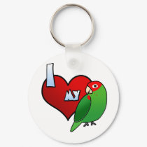 I Love my Cherry Headed Conure keychains by MenagerieMayhem I Love my Cherry Headed Conure keychains