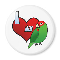 I Love my Cherry Headed Conure magnets by MenagerieMayhem I Love my Cherry Headed Conure magnets