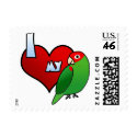 I Love my Cherry Headed Conure Postage Stamps by MenagerieMayhem I Love my Cherry Headed Conure Postage Stamps