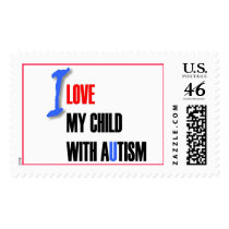 I love my child with autism - unique stamp design 