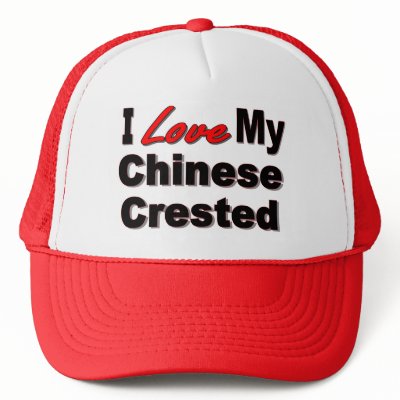 I Love My Chinese Crested Dog Hat by janbalaya