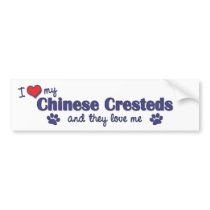 I Love My Chinese Cresteds (Multiple Dogs) bumper stickers