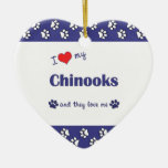 I Love My Chinooks (Multiple Dogs) Christmas Ornament