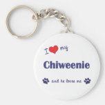 I Love My Chiweenie (Male Dog) Keychains