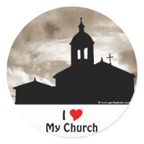 I Love My Church Round Sticker
