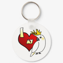 I Love my Citron Cockatoo keychains by MenagerieMayhem I Love my Citron Cockatoo keychains