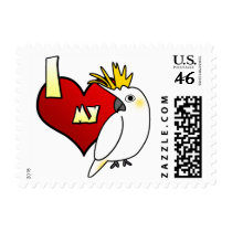 I Love my Citron Cockatoo Postage Stamps by MenagerieMayhem I Love my Citron Cockatoo Postage Stamps