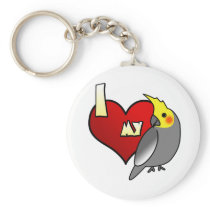 I Love my Cockatiel Keychain