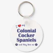 I Love My Colonial Cocker Spaniels (Multiple Dogs) keychains by dogadoodle I Love My Colonial Cocker Spaniels (Multiple Dogs) keychains