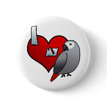 I Love my Congo African Grey Button