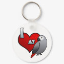 I Love my Congo African Grey Keychain by MenagerieMayhem I Love my Congo African Grey Keychain