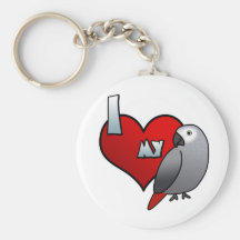 I Love my Congo African Grey Keychain