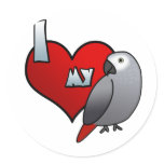 I Love my Congo African Grey Stickers