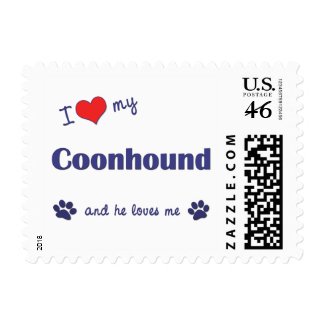 I Love My Coonhound (Male Dog) stamp