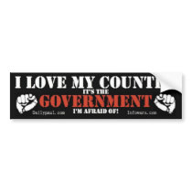 I love my country its the government i am afraid ! bumper stickers