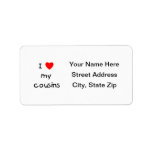I Love My Cousins Personalized Address Labels