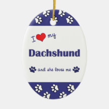 I Love My Dachshund (Female Dog) Ornaments