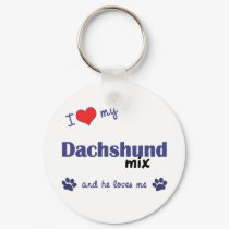 I Love My Dachshund Mix (Male Dog) keychains