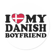 I Love My Danish Boyfriend Round Stickers