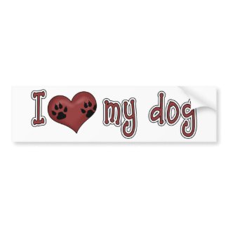 I Love My Dog - Paws bumpersticker