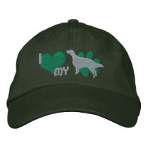 I Love my English Setter Embroidered Hat (Green) embroidered hats by MenagerieMayhem I Love my English Setter Embroidered Hat (Green) embroidered hats