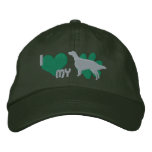 I Love my English Setter Embroidered Hat (Green) embroidered hats