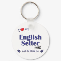 I Love My English Setter Mix (Male Dog) keychains