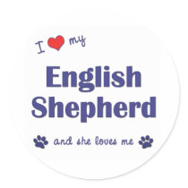 I Love My English Shepherd (Female Dog) stickers by thatsalottadogs I Love My English Shepherd (Female Dog) stickers