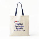budgettote - Show the world how much you love your English Springer Spaniel (and that the feeling is mutual!). With a heart and two pawprints, the words read "I love my English Springer Spaniel and he loves me". This design is specifically for a male dog (he), we also have variants available for a female dog (she) or multiple Springer Spaniels (they). A perfect gift for yourself or the English Springer Spaniel lover in your life, this design is available on a variety of gift and apparel items!