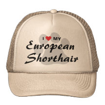 I Love My European Shorthair Pawprint Design Mesh Hats