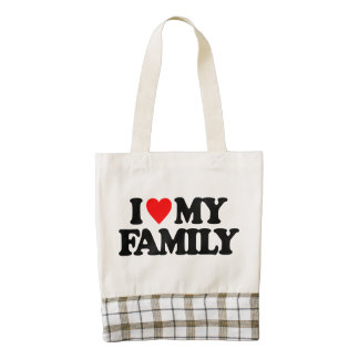 I LOVE MY FAMILY ZAZZLE HEART TOTE BAG