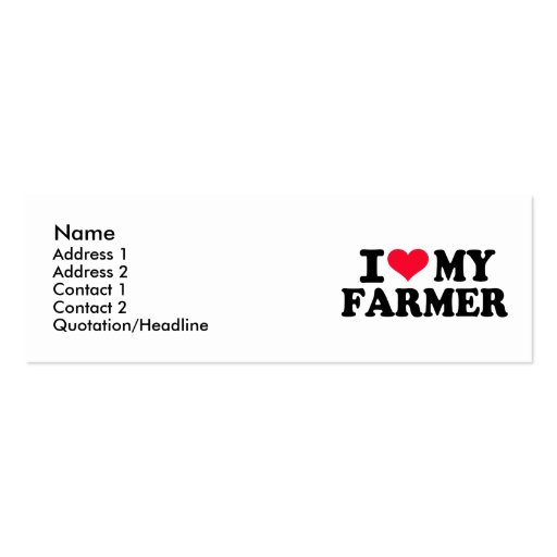 I love my Farmer Business Card (front side)