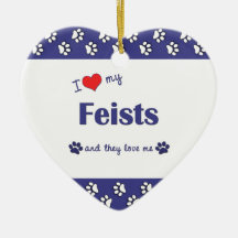 I Love My Feists (Multiple Dogs) Christmas Ornament
