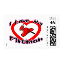 I Love My Fireman Postage Stamp