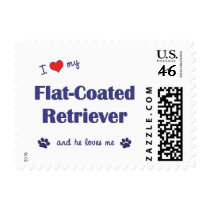 I Love My Flat-Coated Retriever (Male Dog) Postage Stamps