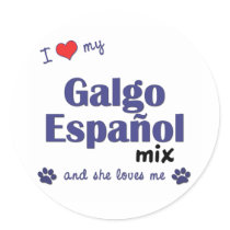 I Love My Galgo Espanol Mix (Female Dog) stickers by muttybuddy I Love My Galgo Espanol Mix (Female Dog) stickers