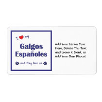 I Love My Galgos Espanoles (Multiple Dogs) Shipping Labels
