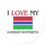 I Love My Gambian Boyfriend Round Stickers