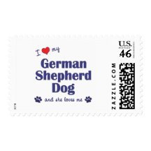 I Love My German Shepherd (Female Dog) Stamps