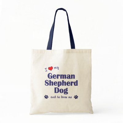 I Love My German Shepherd (Male Dog) Tote Bag by thatsalottadogs