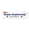 I Love My German Shepherd (Male Dog) bumper stickers