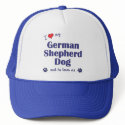 I Love My German Shepherd (Male Dog) hats