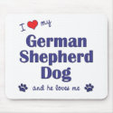 I Love My German Shepherd (Male Dog) mousepads