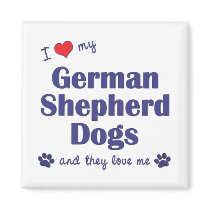 I Love My German Shepherds (Many Dogs) magnets