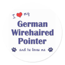 I Love My German Wirehaired Pointer (Male Dog) stickers