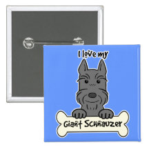 I Love My Giant Schnauzer Pinback Button