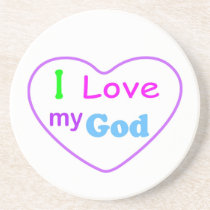 I love my God with heart Christian coasters