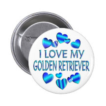 I Love My Golden Retriever Pinback Button